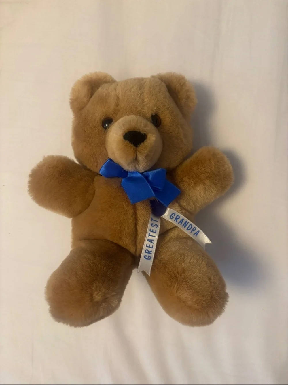 Classic Brown Teddy Bear with Greatest Grandpa  Blue Bow - Gift Bear